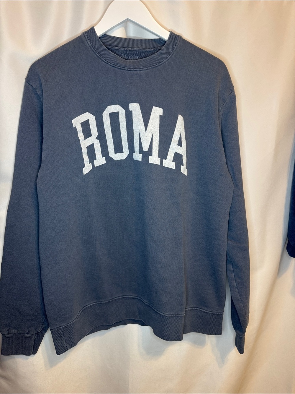 Brandy Melville/john Gault ROMA Crewneck - Slate Blue White Graphic one size